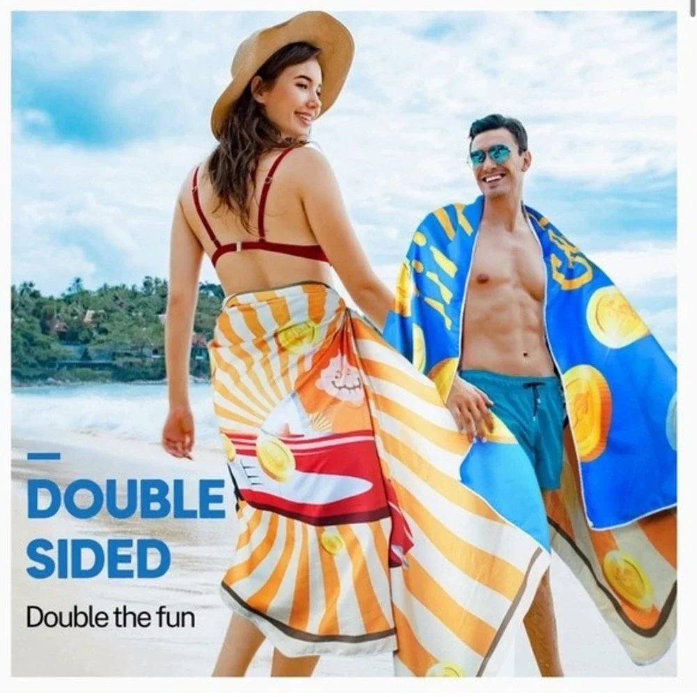 Beach Towel Beach Blanket 2 Pcs 71x35 Microfiber Oversized Quick Dry Sand Free S